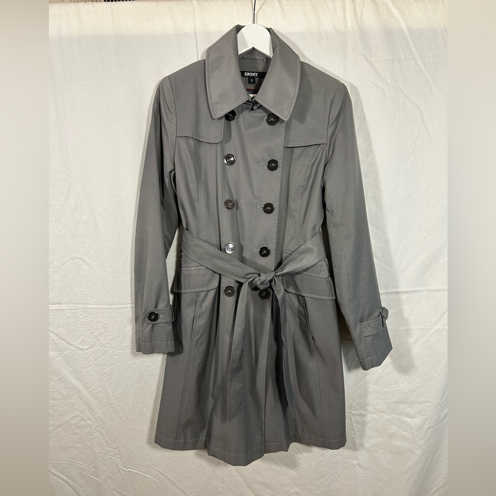 Dkny gray trench coat